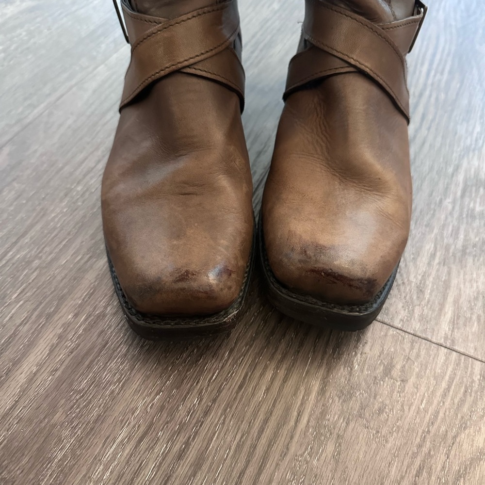 Frye Harness Tall Boots Brown Distressed Leather Women’s 8.5 - Picture 8 of 16
